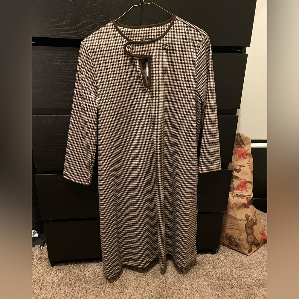 J. McLaughlin Brown & Black Houndstooth Penelope Dress